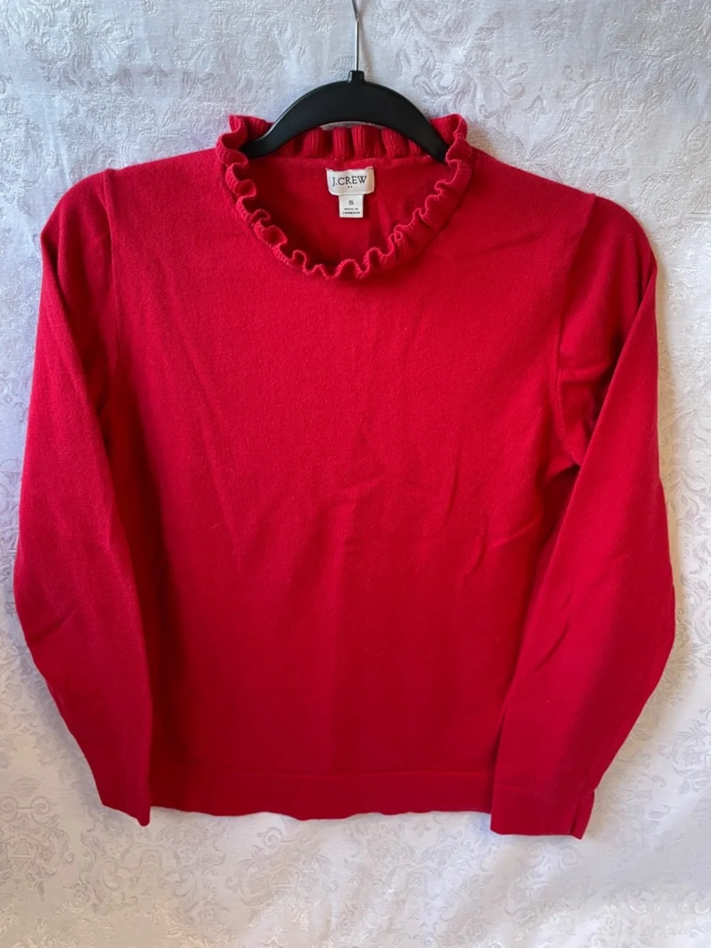 J. Crew Red Ruffle Turtleneck Sweater. Size Small. - Picture 1 of 4